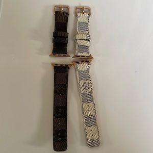 Damier Ebene and Damier Azure LV watch bands